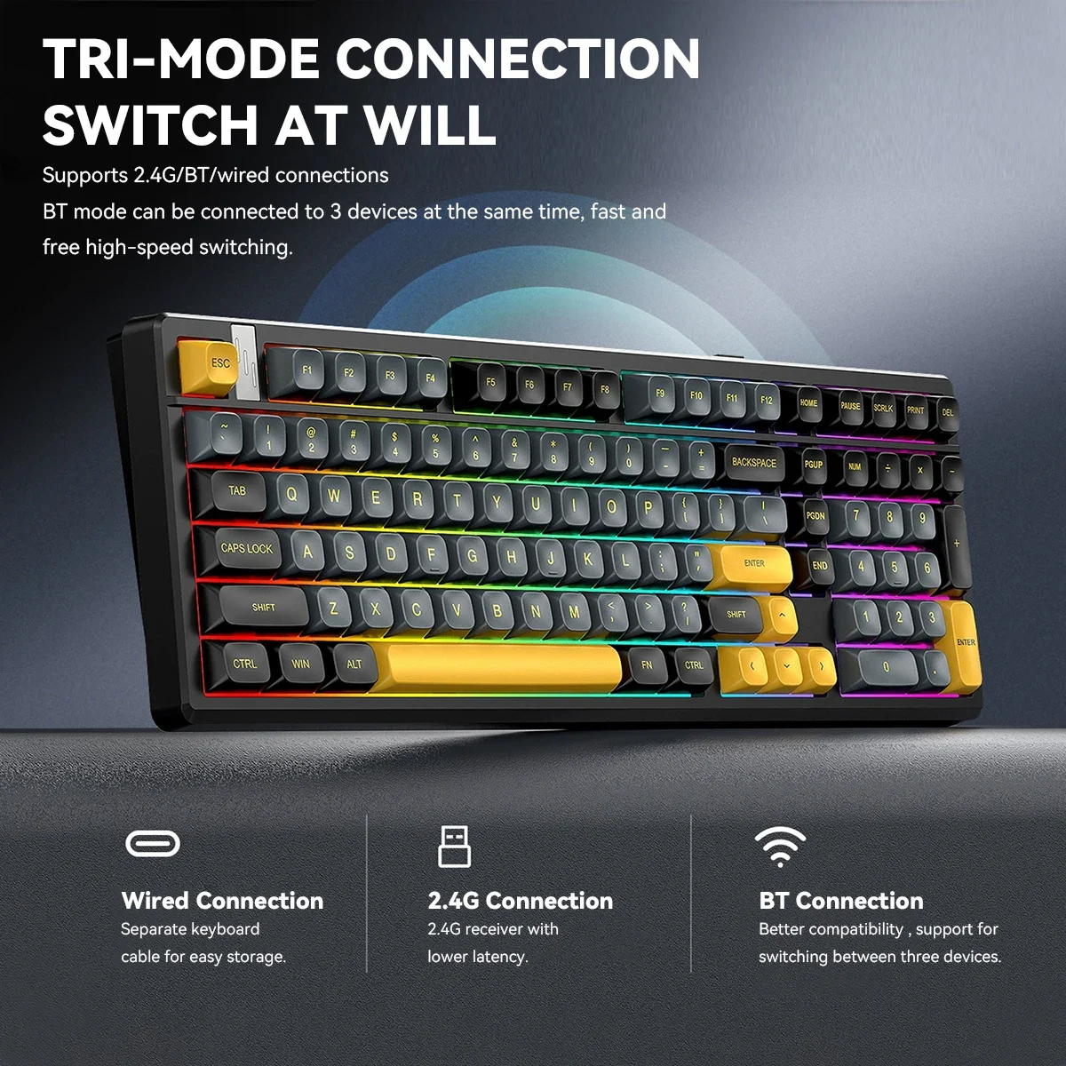 Gaming Keyboard Thocky - Clavier de jeu mécanique sans fil