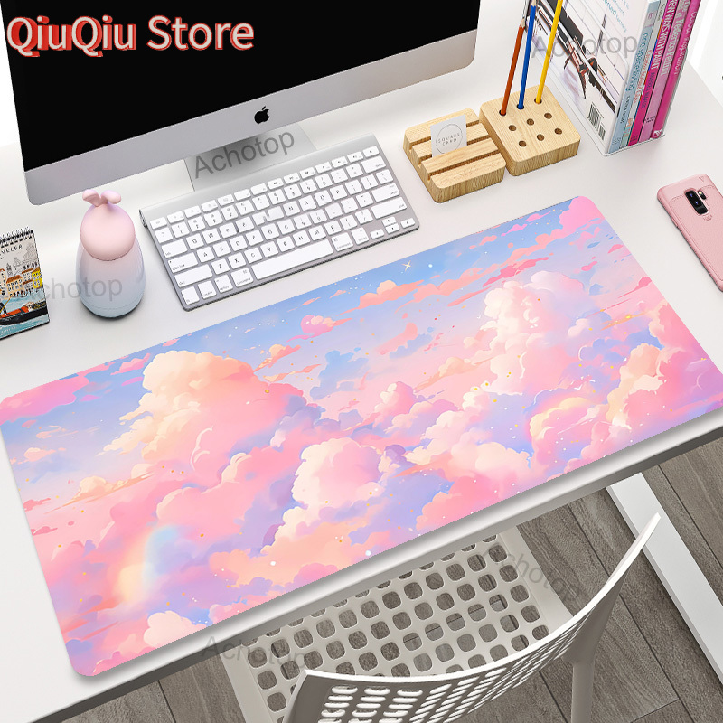 Keyboard Mouse Bundle Gaming - Tapis de souris nuages roses tapis
