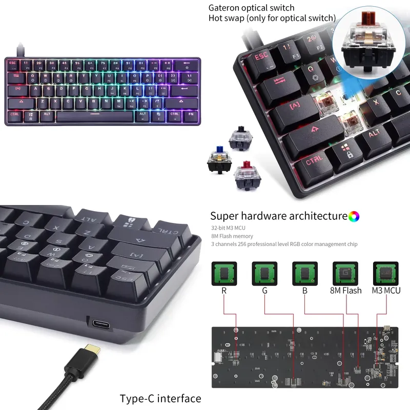 Gaming Keyboard Mechanical - Clavier mécanique gaming mini 60% Skyloong