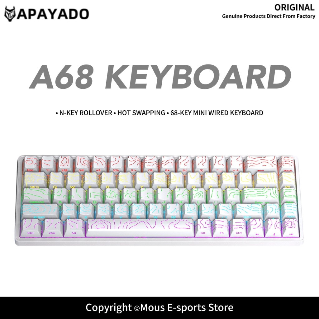 Gaming Keyboard Budget - Clavier mécanique filaire APAYADO A68, clavier