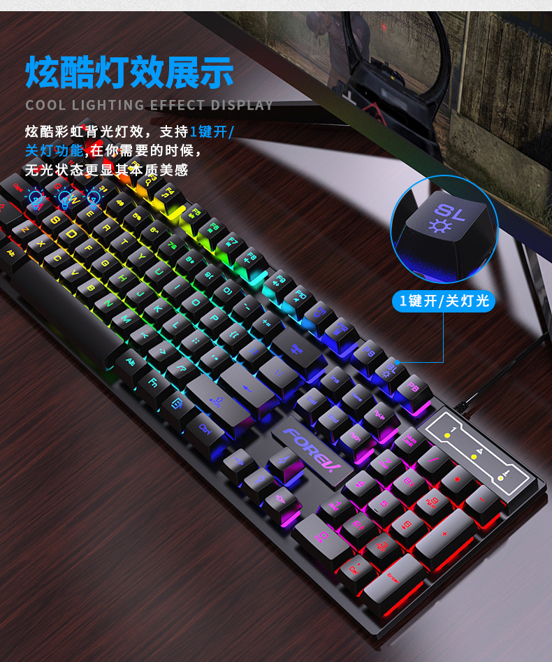 Keyboard Mouse Bundle Gaming - Clavier mécanique rétroéclairé à 104 touches,