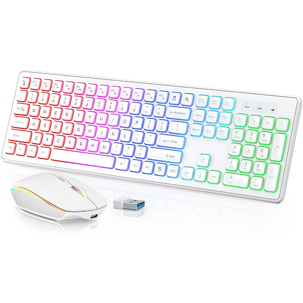 Gaming Keyboard Mouse Wireless - Clavier et souris sans fil rétroéclairés,